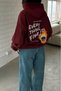 Unisex Oversize Sweatshirt Hoodie Every Thing Is Fine Printed Claret Red – Hooded, Kangaroo Pocket - 3