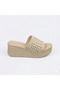 7 cm Straw Women's Wedge Heeled Slippers