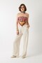 Women's Verona Trousers Ecru – High Waist, Pleated Wide Legs, Button Detail, Modern Cut, Linen