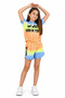 Girl's We Were Text Patterned Hooded Tie-Dye Color T-Shirt and Shorts Orange Color Two-Piece Set - 2