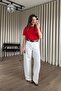 White High Waist Wide Leg Loose Belted Trousers