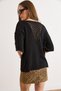 Women's Black Lace-Look Cotton Blouse with Knitwear Appearance Blz-19003260 - 5