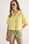 Women's Yellow Six Oval Loose Fit Cotton Flam Shirt Gml-19001437