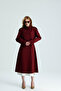 Burgundy Color Stand Collar Gabardine Trench Coat - 3