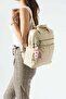 Washed Leather, Multi-Compartment, Laptop Compartment Backpack (Casual, Travel) Beige Model: (571-14-17N) - 2