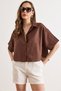 Women's Brown Six Oval Loose Fit Cotton Flam Shirt Gml-19001437