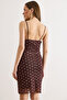 Women's Brown Strap Lined Polka Dot Tulle Dress Elb-19002628 - 6