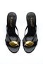 Women's Black Patent Leather Buckle Detailed Cross-Strapped Thin Heeled Slippers - 3