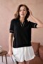 Women's Polo Neck Short Sleeve Basic Knitwear Blouse