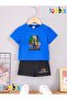 Square Green Shape Printed T-Shirt Shorts Summer Children's Set