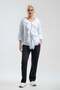 Women's White Front Flywheel Detailed Sleeve Cotton Shirt with 3/4 Sleeves - 2