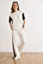 Women's White and Black Side-Striped Top and Bottom Flowy Set Tkm-19000490 - 4