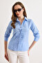 Women's Baby Blue Slim Fit Woven Shirt with Front Pockets Gml-19001422 - 2