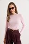 Women's Pink Boat Neck Transparent Seasonal Knitwear Blouse Blz-19003213 - 2