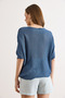 Women's Indigo Front Wrap Mercerized Knitwear Blouse Blz-19003276 - 6