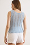 Women's Baby Blue Gray Openwork Summer Knitwear Blouse Blz-19003306 - 6