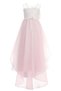 Girl's Layered Organza Dress, Large Floral Pattern Birthday - Party - Graduation Dress Ecru - 4