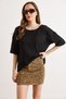 Women's Black Lace-Look Cotton Blouse with Knitwear Appearance Blz-19003260 - 3