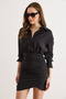 Women's Black Skirt Double Breasted Buttoned Side Zipper Drape Detailed Mini Dress Elb-19002631 - 3