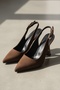 Voli Brown Suede Side Buckle (8 cm) Pointed Toe Heeled Shoes - 3