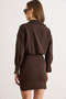 Women's Brown Skirt Double Breasted Buttoned Side Zipper Drape Detailed Mini Dress Elb-19002631 - 6
