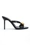 Women's Black Patent Leather Buckle Detailed Cross-Strapped Thin Heeled Slippers - 2