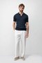 Navy Blue Textured Knitted Men's Knitwear T-Shirt