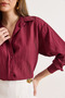 Women's Burgundy Textured Striped Boyfriend Shirt Gml-19001435 - 5