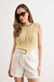 Women's Yellow Knitted Openwork Summer Knitwear Blouse Blz-19003306 - 3