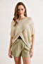 Women's Stone Front Wrap Mercerized Knitwear Blouse Blz-19003276 - 2