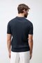 Navy Blue Textured Knitted Men's Knitwear T-Shirt - 4