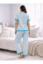 Women's Printed Pyjama Set with Contrast Piping - 7