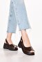 Genuine Leather Platform Sole Sandals Pkr.64003 Brown