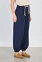Women's Straw Belted Elastic Waist Pants - Navy Blue - 3