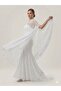 Lace Embroidered Evening Dress with Cape 10561 - 4