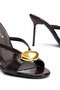 Women's Brown Patent Leather Buckle Detailed Cross-Strapped Thin Heeled Slippers - 4