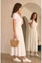 Women's Elastic Waist Back, Washable, Unlined Müslüm Flared White Skirt - 4