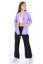 Girl's Shirt Hooded Button Closure Shirt Aerobin Fabric Lilac Color Double Set