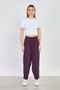 Women's Drawstring Waist Carrot Pants - Plum - 3