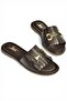 Y291873003 Brown Genuine Leather Women's Slippers - 6