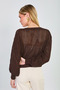 Women's 3-Button Openwork Cardigan - Bitter Brown - 5