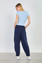 Women's Drawstring Waist Carrot Pants - Navy Blue - 5
