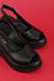 Genuine Leather Platform Sole Sandals Pkr.64003 Black - 3