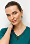 Women's V-Neck Collar Embroidered Combed Cotton T-Shirt Green - 2