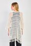 Women's Openwork Cardigan with Tassels on Sleeves and Hem - Natural - 5
