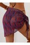 Multi-Colored Mini Chiffon Beach Skirt with Ties - 2