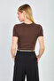 Women's short sleeve basic bodysuit - dark brown - 5