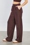 Women's Velcro Detail Loose Trousers - Bitter Brown - 2