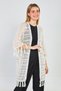 Women's Openwork Cardigan with Tassels on Sleeves and Hem - Natural - 2