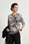 Women's Plus Size Lycra Crew Neck Mix Pattern Short Sleeve Mom T-Shirt Combed Cotton Blouse
